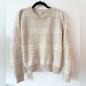 Altar’d State Plaid Cream Beige Cropped Sweater | Women’s Size Large